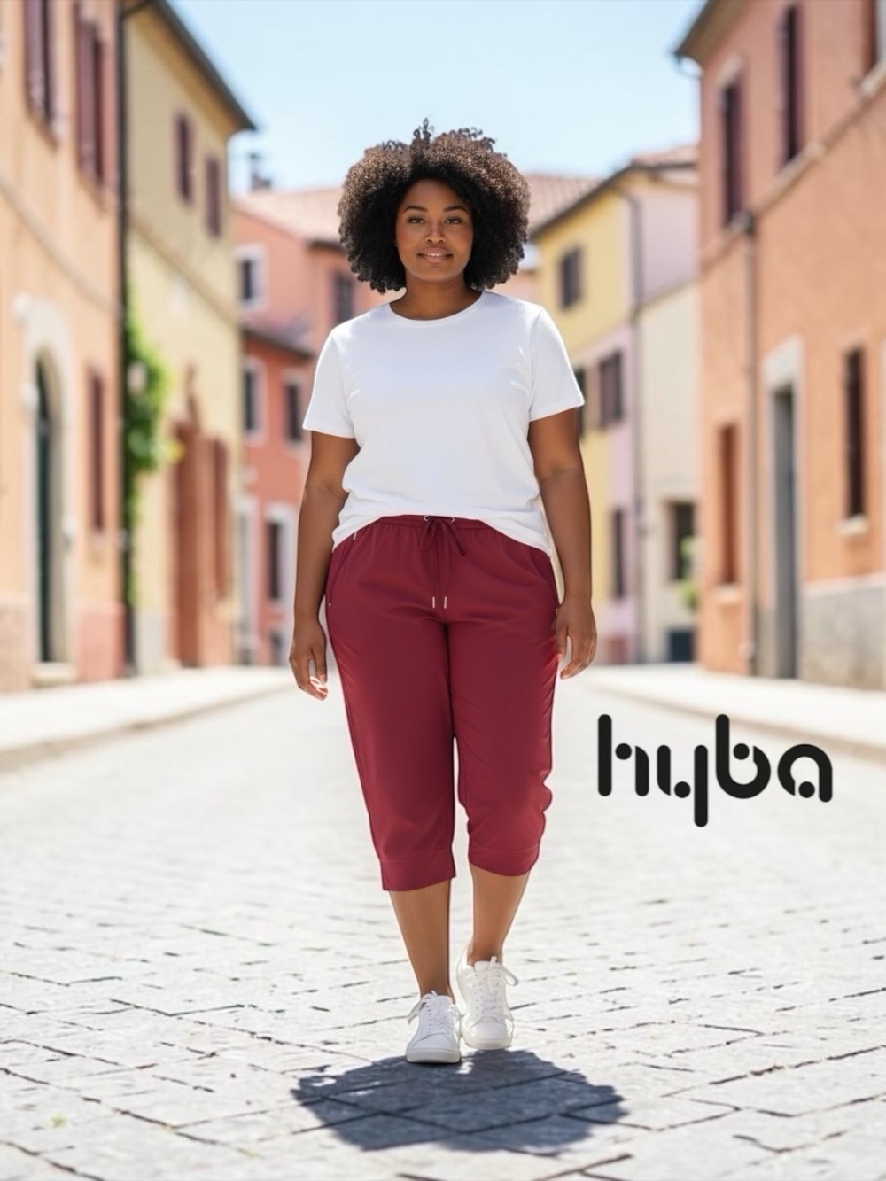 NEW, Hyba, Plus Size 2X, Red Athletic Capri Pants Stretch Activewear
